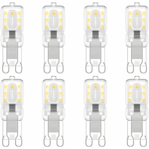 G9 LED lampe, G9 LED 220V Naturhvid 3000K 3W halogenækvivalent 30W halogenlys 8-pak