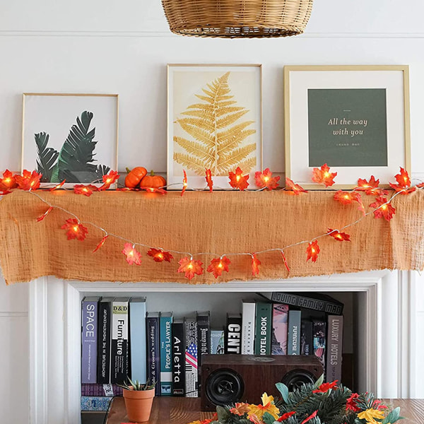 Fall Maple Leaf Garland Fairy Lights Vandtætte String Lights fo No. 3 color 6 meters 40 lights