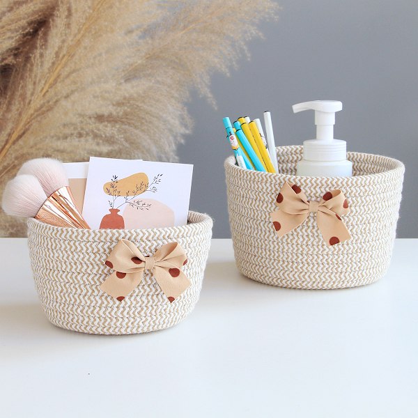 Sløjfe bomuldsreb Opbevaringskurv Vævning Nordisk Diverse Baby snavset tøj Efterbehandlingskurve Desktop Small Organizer Box