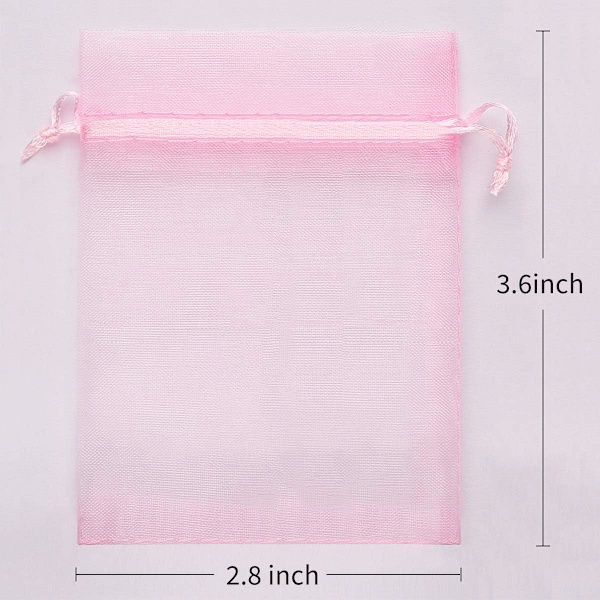 100 stk. 2,8 \"x3,6\" (7x9 cm) gennemsigtige organza-trækposer