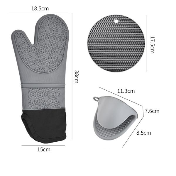 6-i-1 Ovnvottar og grytekluter Sett Hot Pads-grytekluter grey 6pcs