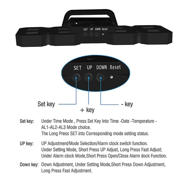 3D Digitalt Bord- og Veggklokke LED Nattlys Dato Tid Alarm