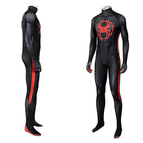 Kids Aldult Spider Man Miles Morales Cosplay Costume Party Jumpsuit Spider-man: Across The Spider-verse Fancy Dress -a Jumpsuit (no mask) 2XL