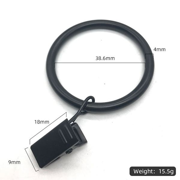 Gardinklemmer - Metall Gardinstang - Voile Net Ringkroker Black 10PCS