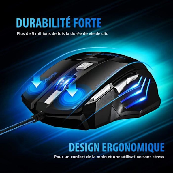 Gamer Mouse LED Optisk 5500 DPI Gaming Mus 7 Knappar Professionell Gaming Mus USB 5 nivåer DPI Justerbar