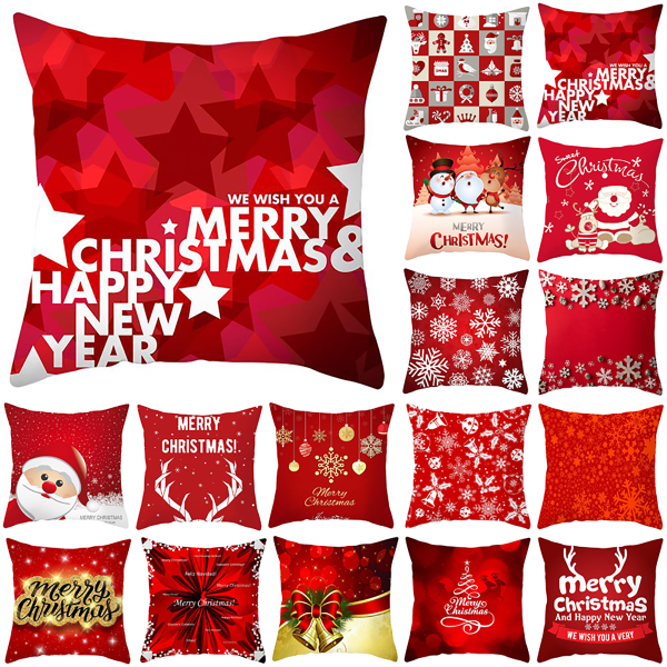 Christmas Xmas Snowman Santa Print Soffa Kuddfodral Case dekoration O