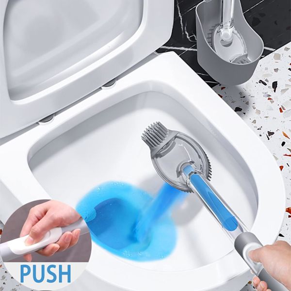 Silikoninen wc-harja ja setti, wc-kulhon puhdistusharja saippuasäiliöllä, täytettävä wc-harja nestemäisellä annostelijalla kylpyhuoneeseen
