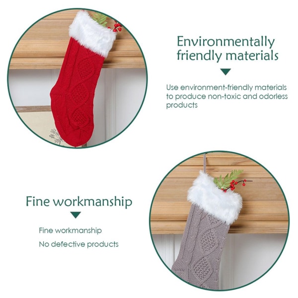 Julstrumpor Ull Stickad VIT White