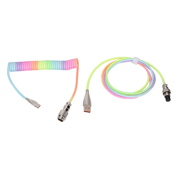 Gaming Tastatur Kabel Gradient Farge RGB Lysende Custom Mekanisk Tastatur Uttrekkbar USB C Spiral Fjær Kabel Type 1