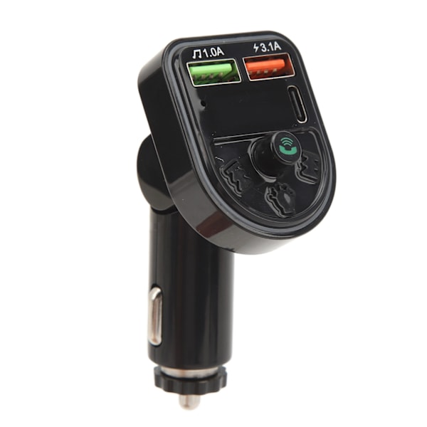 Autolähetin Langaton Adapteri FM Handsfree-puhelut Musiikkisoitin 2 Latausporttia 7 Väriä Valo Autotarvike DC12‑24V