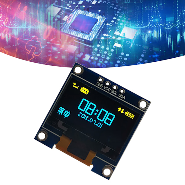Gul Blå Dubbelfärgad 3.3V 5V 0.96in Organisk LED-skärm Organisk LED-displaymodul IIC I2C Seriell Display