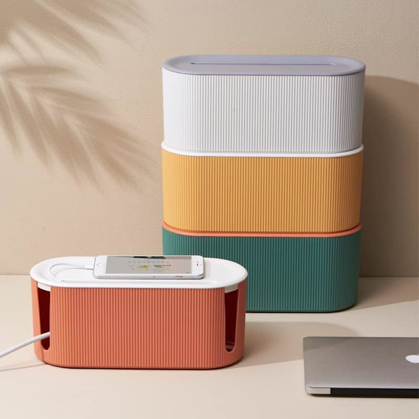 Designa kabelboxar, kabelhantering, flerpluggsarrangörer white