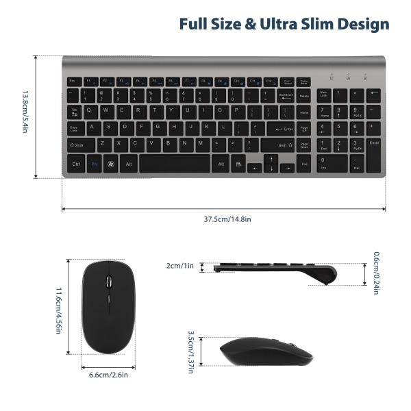 Langaton USB-näppäimistö ja -hiiri Ultra Thin Set Kannettava toimistohiiri ja -näppäimistö (harmaa)