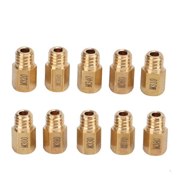 10 stk./sæt Hex Messing Karburator Hoveddyse Kit til Mikuni VM, TM, TMX 300‑390