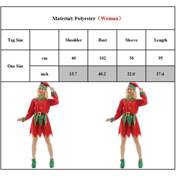 Barn Vuxen Jul Elf Kostym + Hat Rolig Xmas Outfit Cosplay Girl 10-12Years