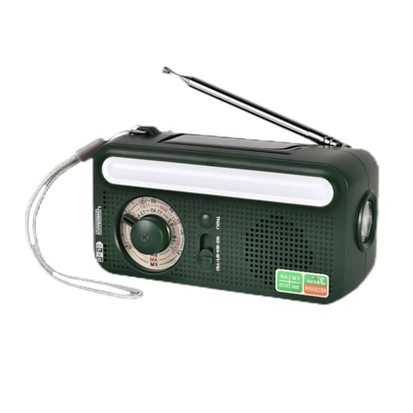 Bärbar Solcellsdriven Vevradio AM FM WB Multiband Dynamoradio med 2000 mAh Powerbank SOS Alarmfunktion för Camping Resor Nödsituationer