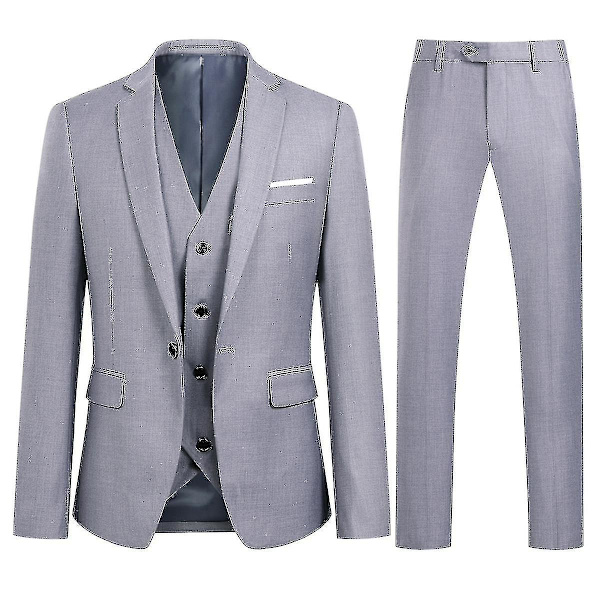 Miesten vapaa-ajan puku, 3-osainen puku, bleiserihousut, liivi, 9 väriä Z Grey 3XL