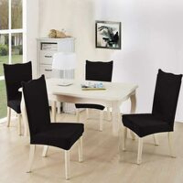 Set med 6 Universal Stretch Stolöverdrag - Modern - Svart