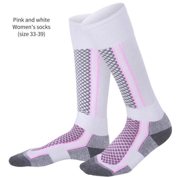 2 Par Knähöga Atletiska Strumpor Sporter Kompression Strumpor Bomull Tjocka Vinterstrumpor för Män Kvinnor Black and Blue Neon Pink 39-45