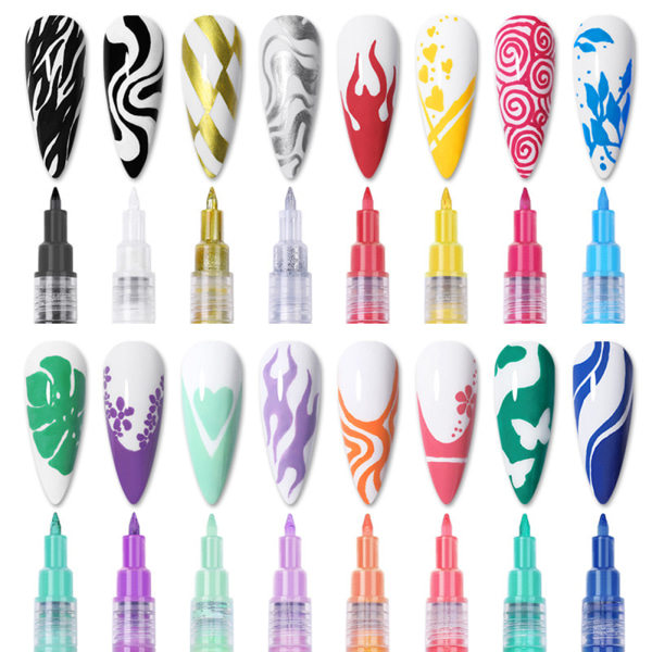 Nail Art Pen Akryl Negle Pen Neglemaling, DIY Nail Art Pen Hvid Gold