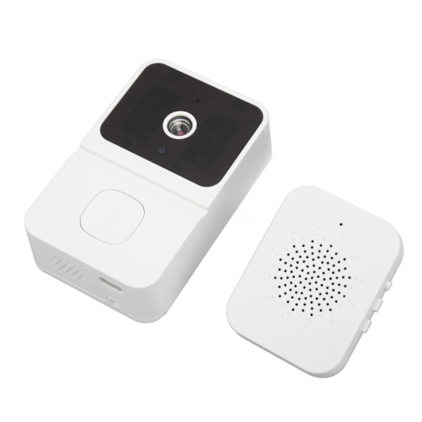 Smart Trådlös Fjärr Video Dörrklocka WiFi Kamera Intercom Dörrklocka med Rörelsedetektering Mörkerseende Inomhusringklocka Vit