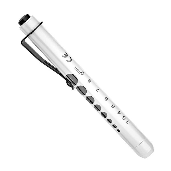 Professionell Pen Light With Pupill Gauge Led Penlight För sjuksköterskor Läkare Medicinsk Penlight Silver 1pcs