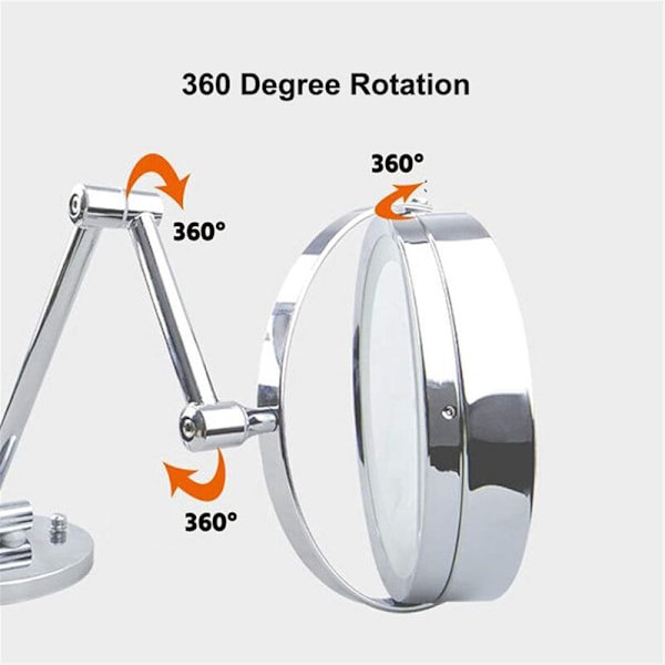 8' LED-suurennuspeili seinälle, USB-ladattava, 1X/10X, musta