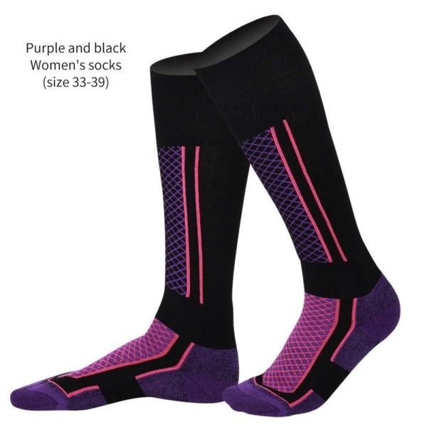 2 Par Knähöga Atletiska Strumpor Sporter Kompression Strumpor Bomull Tjocka Vinterstrumpor för Män Kvinnor Black and Blue Neon Pink 39-45