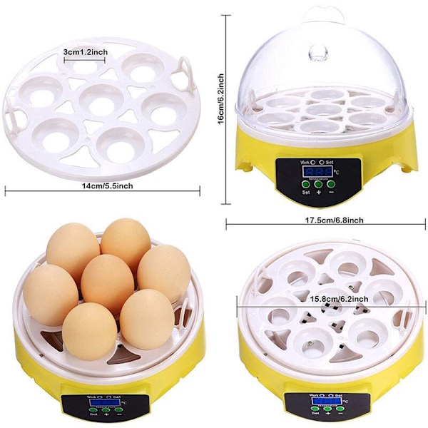 Automatisk digital inkubator kläckmaskin 7 kycklingägg