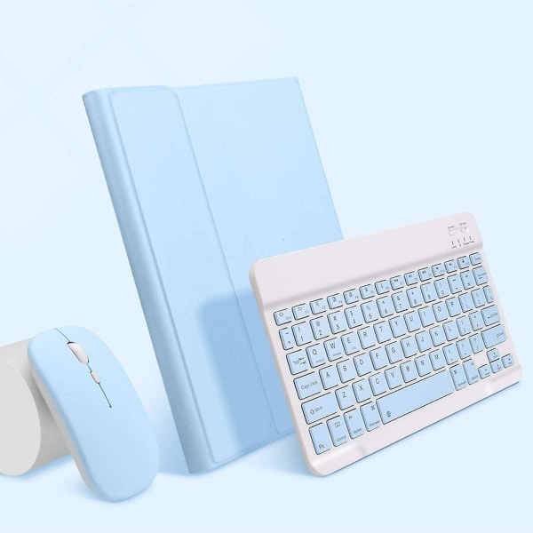 Ipad Air 4 -kotelo ja hiiri, taustavalaistu irrotettava ohut näppäimistö, Flip Folio Smart Cover ja näppäimistö naisille