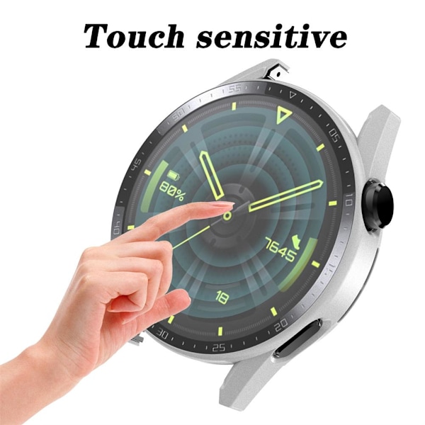 PC-ram Härdat Glas Skal Kompatibelt för Huawei Watch GT3 42mm/46mm Smartwatch Stötsäkra Skydd