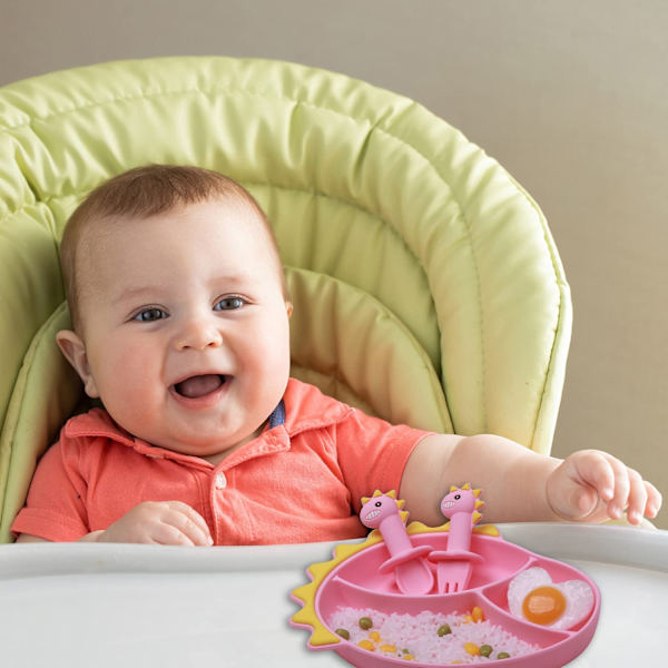 Silikon Toddler ,Sugplattor för Baby med sked och style 1