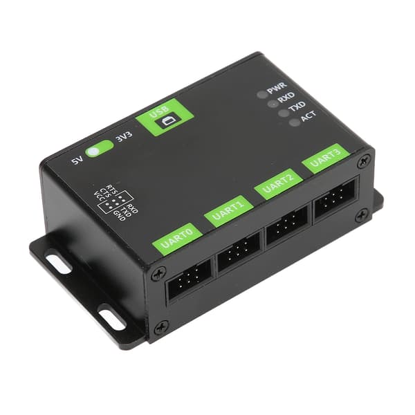 USB til UART Adapter Aluminiumlegeringsskal USB TIL 4CH TTL Industriel Grade UART Universal Seriel Kommunikationsadapter