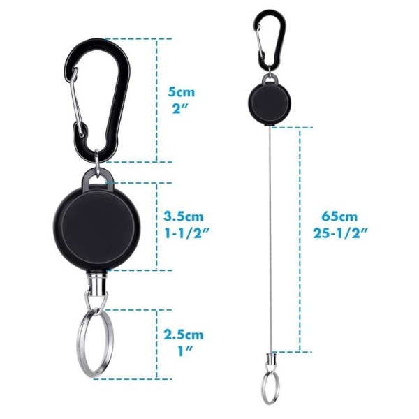 2-pack Nyckelring uddragbar med Jojofunktion og snøre Svart