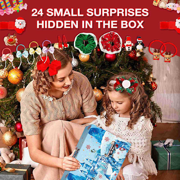 24-Grids Christmas Advents Surprises Box Intressant Snygg Hårklämma Surprise Case För Festival Välkomme no norms