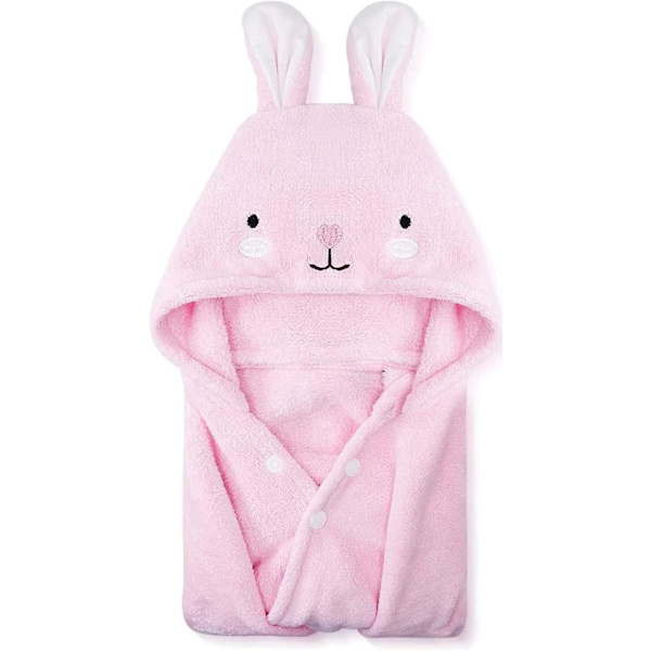 Badhanddukar för barn, premium huvahandduk för småbarn Högabsorberande korallfleecebadrock för pojkar Flickor-27,5" X 55" (rosa) Lila kaninform
