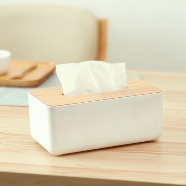 Cosmetic Tissue Box Wet Tissue Box Trä Vit rektangulär ekollon