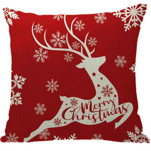 Set med 4 kuddfodral Christmas Snowman Beige Red Castle Patter