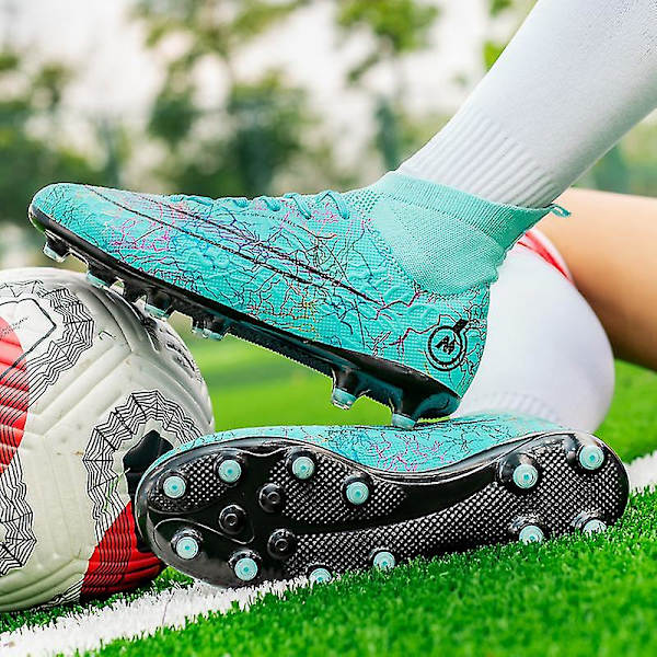 Fotballsko for menn Anti-Skli Fotballsko Knotter Gras Fotball Sneakers Yj068a Blue 42