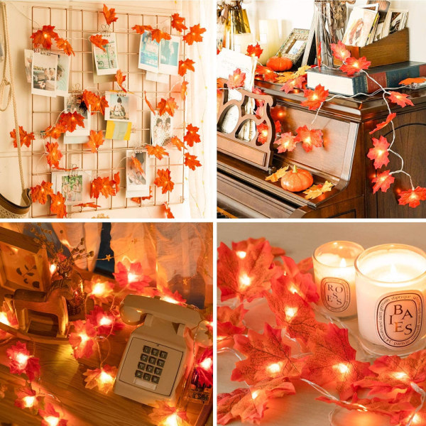 Fall Maple Leaf Garland Fairy Lights Vandtætte String Lights fo No. 3 color 6 meters 40 lights
