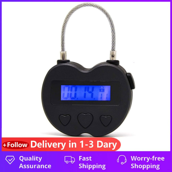 Smart Time Lock LCD-näytön aikalukko MUSTA Black