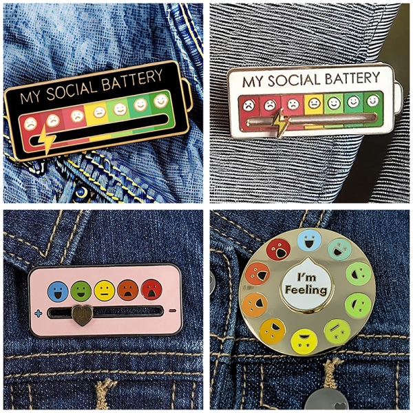 My Social Battery Brosch Rolig Emalj Pin Creative Lapel Pin A