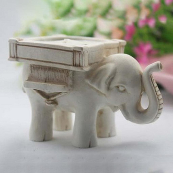 Kreativ elefant, lysestake i fugleharpiks (2 stk)