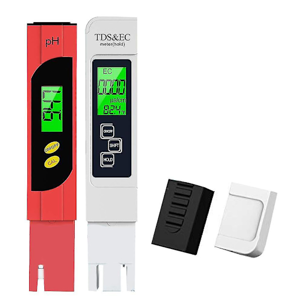 PH-mätare 4 i 1 pooltermometer vattentestare, digital PH-mätare med Atc-funktion, PH-värde T Tempe White