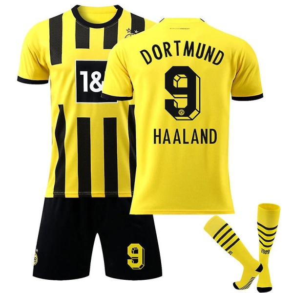 22-23 New Borussia Dortmund Fodboldtrøje Børne Fodboldtrøje til mænd HAALAND 9 18(100-110CM)