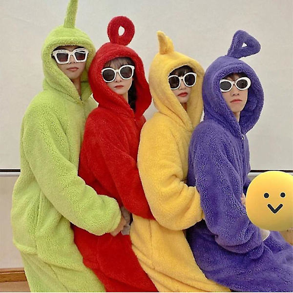 Hjem 4 farver Teletubbies Voksen Cosplay Sjov Tinky Winky Anime Dipsy Laa-laa Po juk Langærmet Pyjamasdragt green M