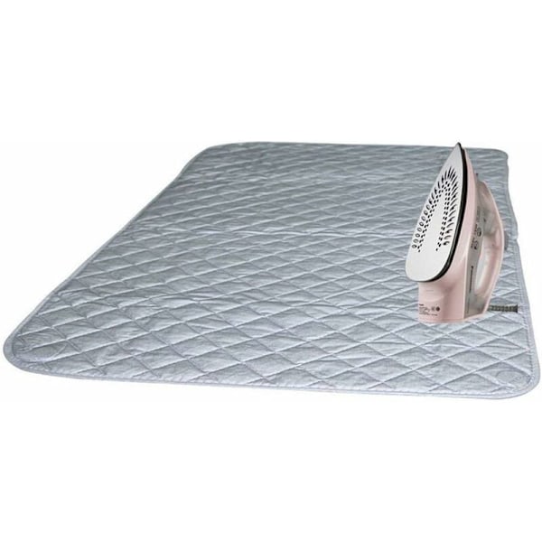 Isolerad Strykbräda Ångstrykningsfilt Bomull Bärbar Bordsstrykningsmatta för Tvättmaskin Torktumlare Resor Hem Silver 48 85cm (1 st)