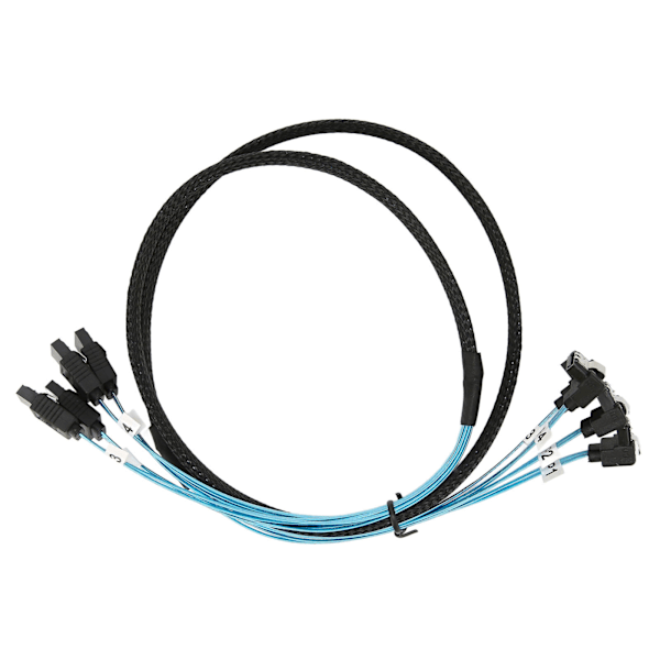 Mini SAS -kaapeli 4 SATA - 4 SATA suora kaareva kaapeli 6 Gbps häiriönesto kaksoisryhmäsuojaus SAS-kaapeli 0,5 m / 1,6 jalkaa