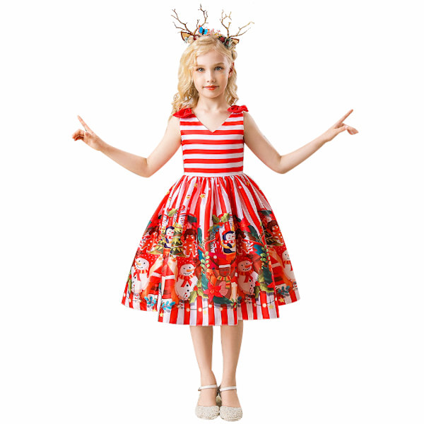 Princess Girls Klänning för julens födelsedagsfest red white 130