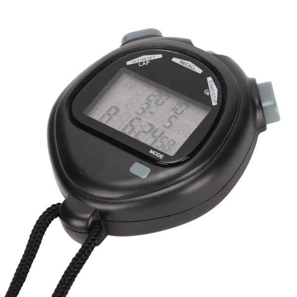 Digitalt Stopur Timer Multifunktion 3 Linjers Display 100 Runders Hukommelse Nedtælling 12 24 Timers System Sports Stopur